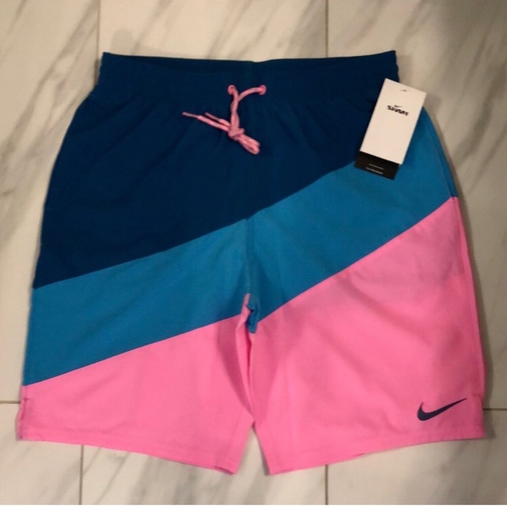 Men's Nike Striped Colorblock Swim Shorts